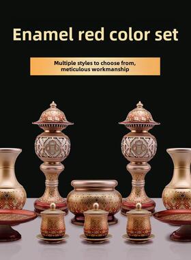 黄铜佛具用品大全供具供佛家用花瓶佛堂佛前供水杯供果盘香炉全套