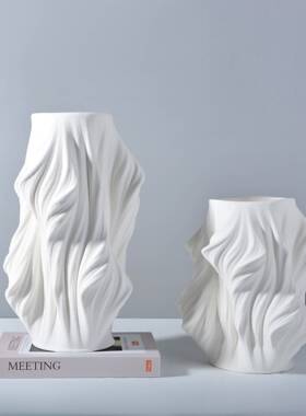 现代简约白色花瓶摆件北欧家居3D打印陶瓷工艺品跨境高级感装饰品