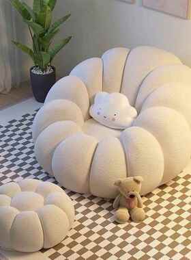 懒人沙发可躺睡WNB奶油风南瓜脚可踏豆袋榻榻米人小单沙发人窝窝