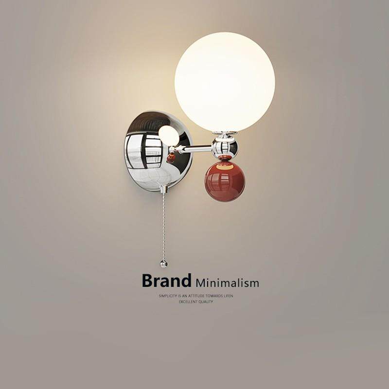 拉线开关床头壁灯南瓜法式中古奶油风包豪斯客厅背景墙书房氛围灯