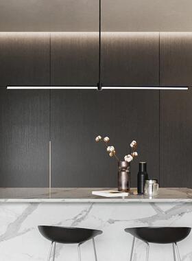 新款极简一字餐厅吊灯北欧设计师吧台餐桌灯办公室书房led长条灯