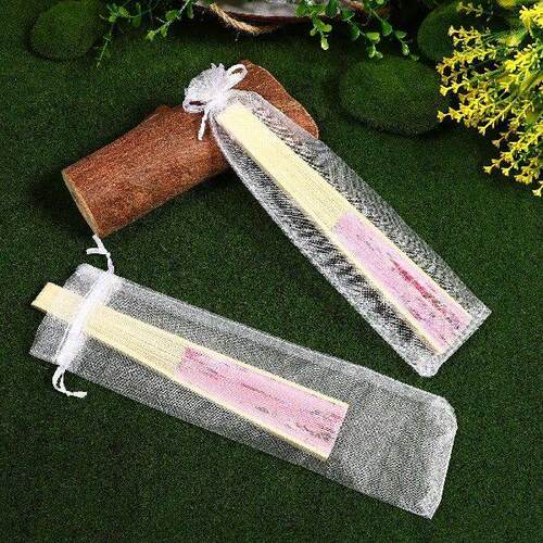 50Pcs Yarn Bag Hand Fan Organza Drawstring Bags Handheld