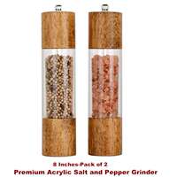 Acrylic Salt and Pepper Grinder Set Wooden Manual Mills thumbnail 2