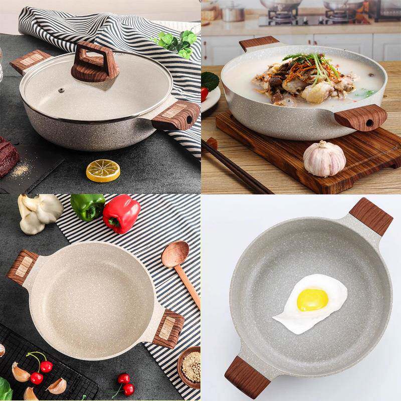 麦饭石锅具套装不粘锅平底炒锅奶锅汤锅煎炒锅欧式系列电磁炉
