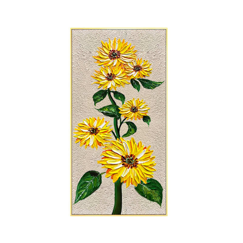 走廊油画墙手绘画过道挂画向日葵版轻北欧简约奢装饰画玄关现代竖