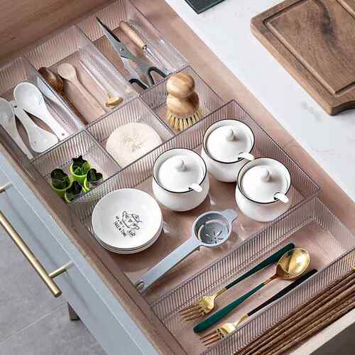 抽屉收纳盒透明小号分格收纳筷子勺子小首饰杂物桌面收纳盒抽屉式