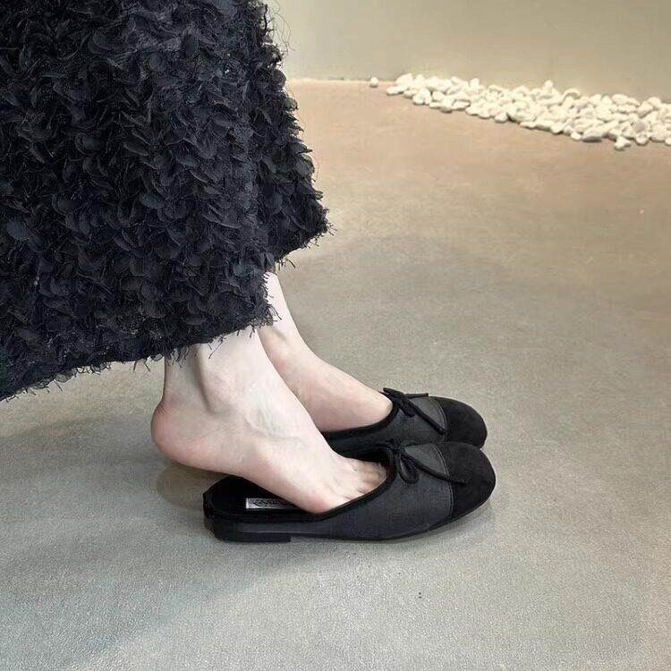 幂式少女~ITSK半拖鞋女外穿包头蝴蝶结平底穆勒鞋凉拖