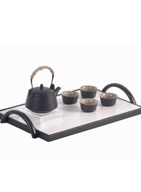 新中式禅意托盘茶具组合饰品摆件样板房家居客厅茶几办公室装饰品