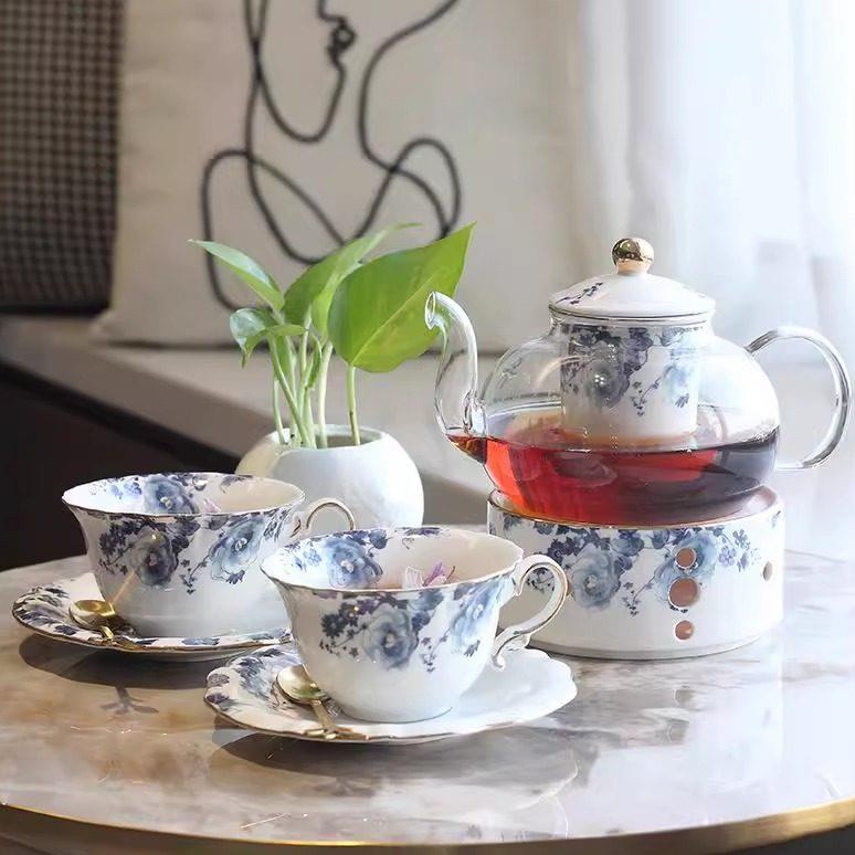 陶瓷下午茶壶套组高颜值养生茶杯家用待客煮花茶玻璃壶可加热茶具