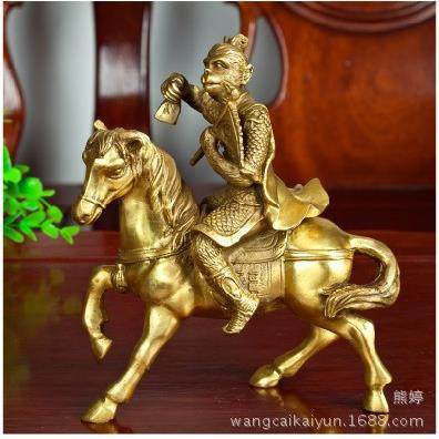 铜马上猴摆件马上猴铜马猴摆件家铜猴子骑FGO马居铜装饰工子艺品