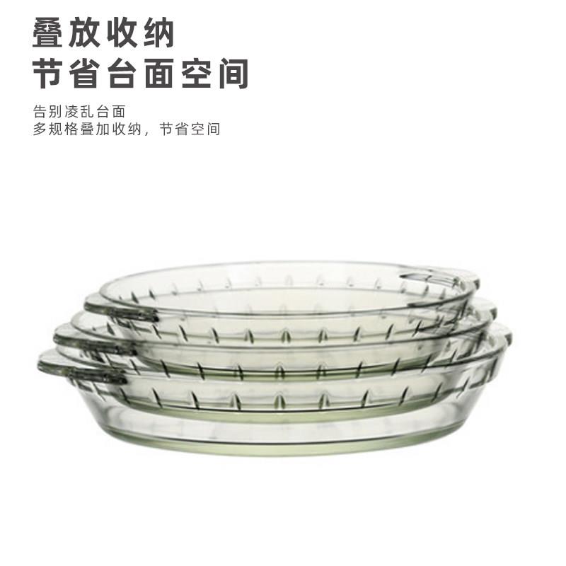 耐热家用玻璃圆盘透明餐具菜盘家用微波炉烤盘烤箱专用器皿鲍鱼盘