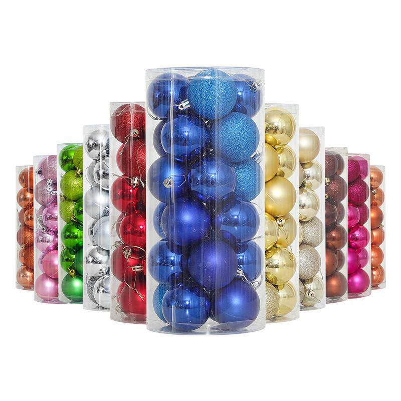 塑料电镀亮光圣诞球24个桶装圣诞树装饰挂饰挂件装饰品氛围用品