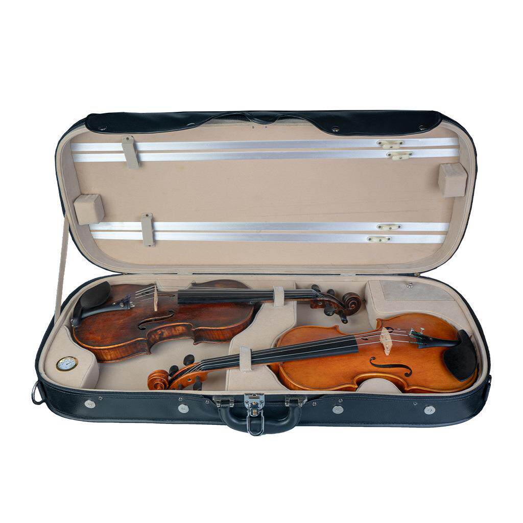 黑色真皮小提琴琴盒 双提琴盒 双琴盒四弓 小提琴盒 中提琴琴盒