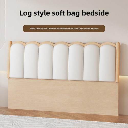 新款床头板软包靠背板简约现代高级彷实木落地原木风主卧床头单买