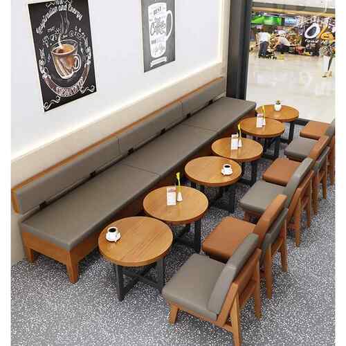 咖啡厅餐厅奶茶店西餐厅卡座沙发休息区休闲书吧洽谈实木桌椅组合