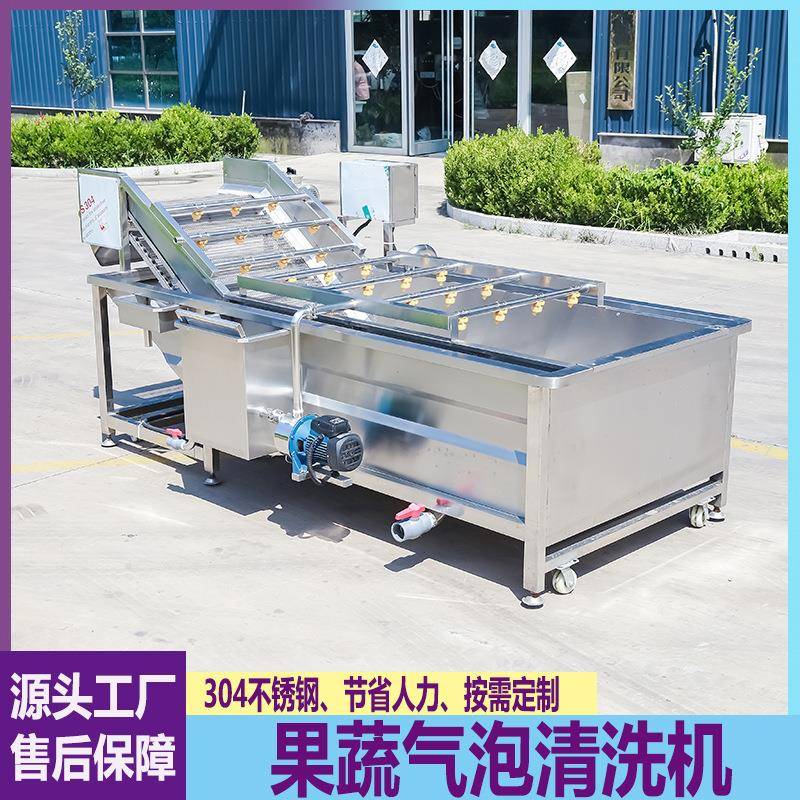 果蔬辣椒中药材花茶菌类清洗设备大型水果蔬菜柑橘肉类气泡清洗线