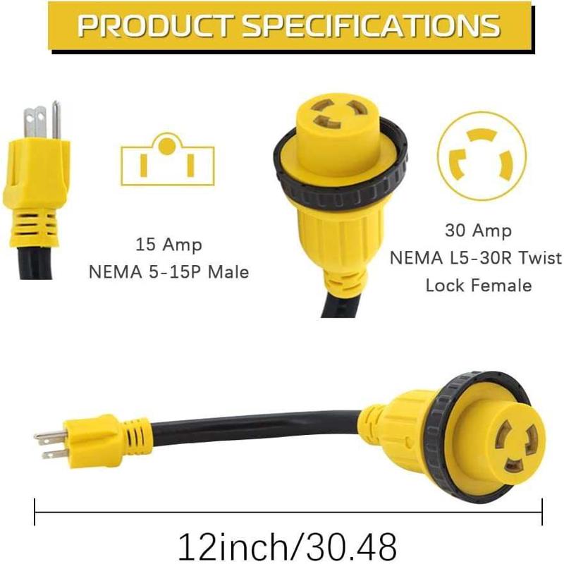 美规转接线NEMA5-15P转L5-30P带螺纹房车转换线RV游艇电源适配器