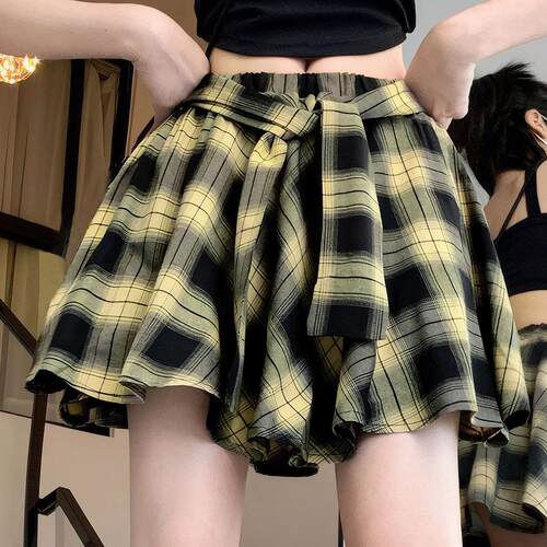 Short skirt plaid strap half skirt for women