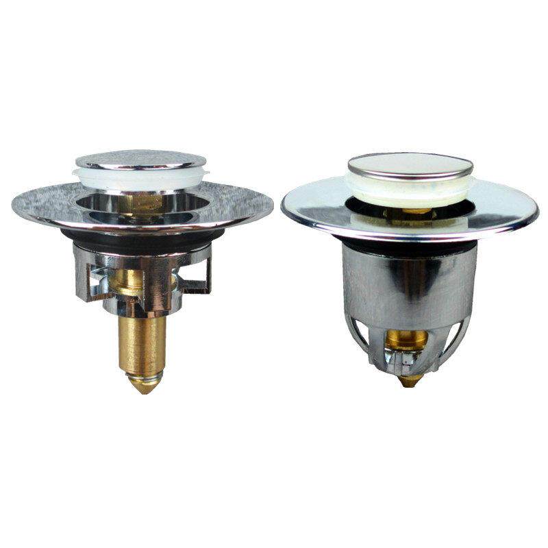 洗手盆水槽漏水塞子洗脸盆下水器管弹跳芯按压式不锈钢翻盖板配件