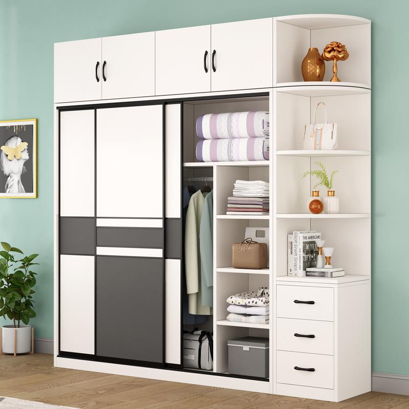 衣柜用卧实木推拉门家现简约代儿童收纳柜子出租房室转HTL角简易