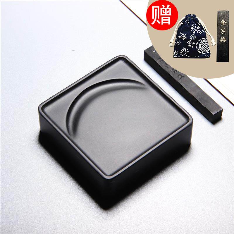 正品国非遗中国家歙砚正方尾经典砚素天然原石砚台黑龙小楷实用端