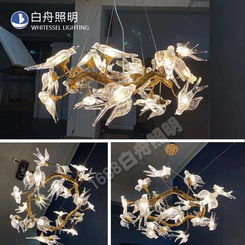 飞燕全铜创意客厅水晶吊灯餐厅灯别墅复式楼梯灯枝形艺术灯具