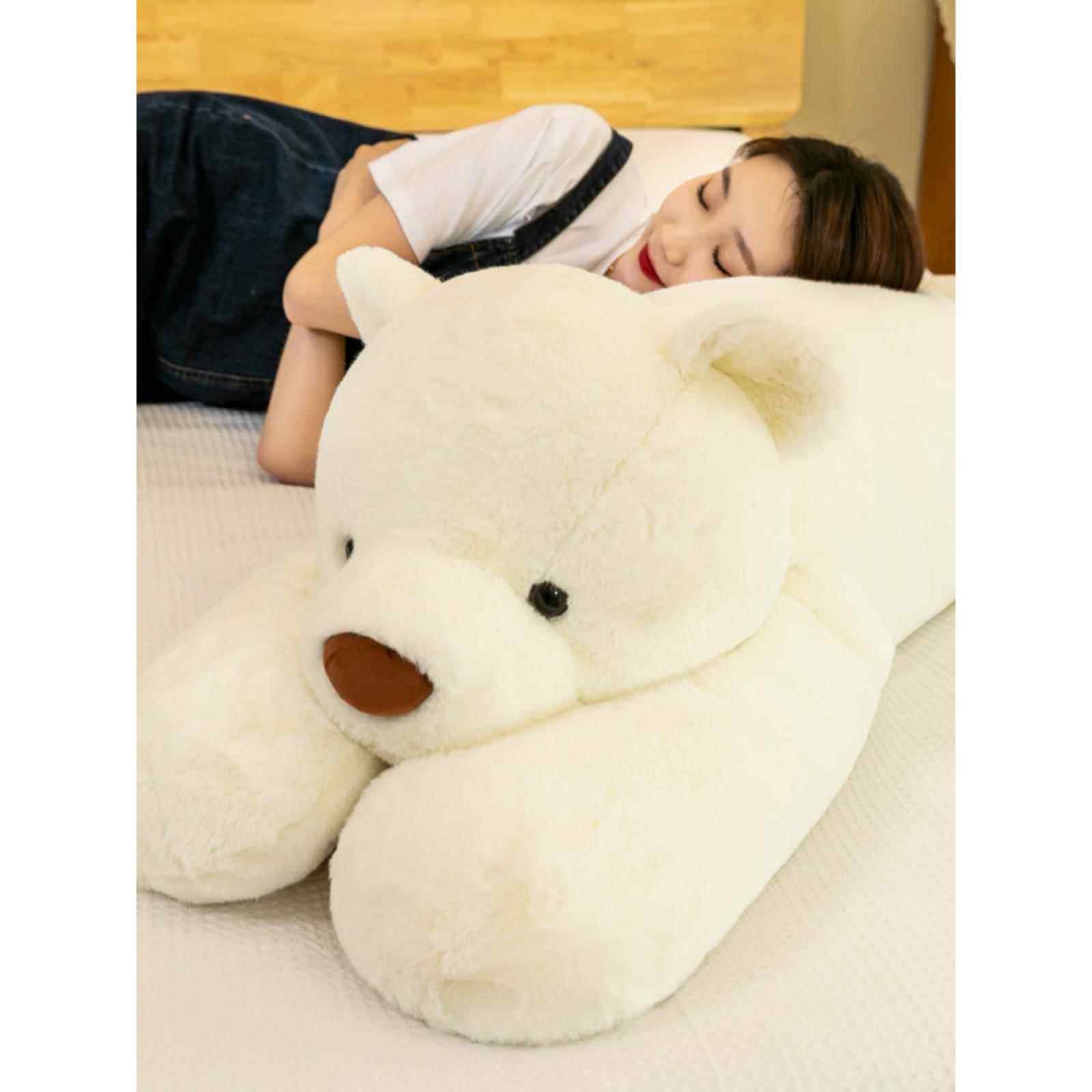 趴3022-715趴白色北小熊抱枕女生睡绒觉软毛玩极具熊布娃娃超萌玩