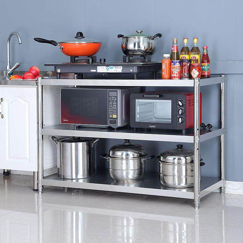 不锈钢置物架三层落地厨房家用多功能可拆卸微波炉阳台卧室收纳架,收纳整理,整理架/置物架/收纳架,淘宝优惠券,粉丝福利购,淘宝优惠卷