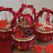 早生贵子篮结婚篮婚床摆件男女方床上摆件卧室床上摆件撒花花篮