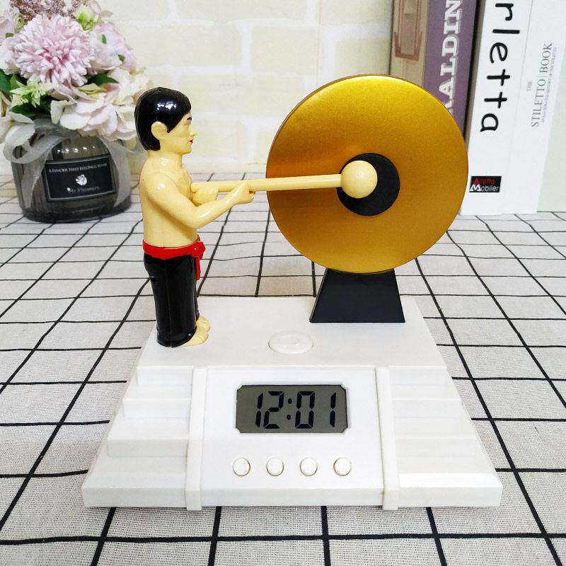 敲锣打鼓搞怪闹钟大音量家用简约懒人卧室床头学生数字静音时钟男