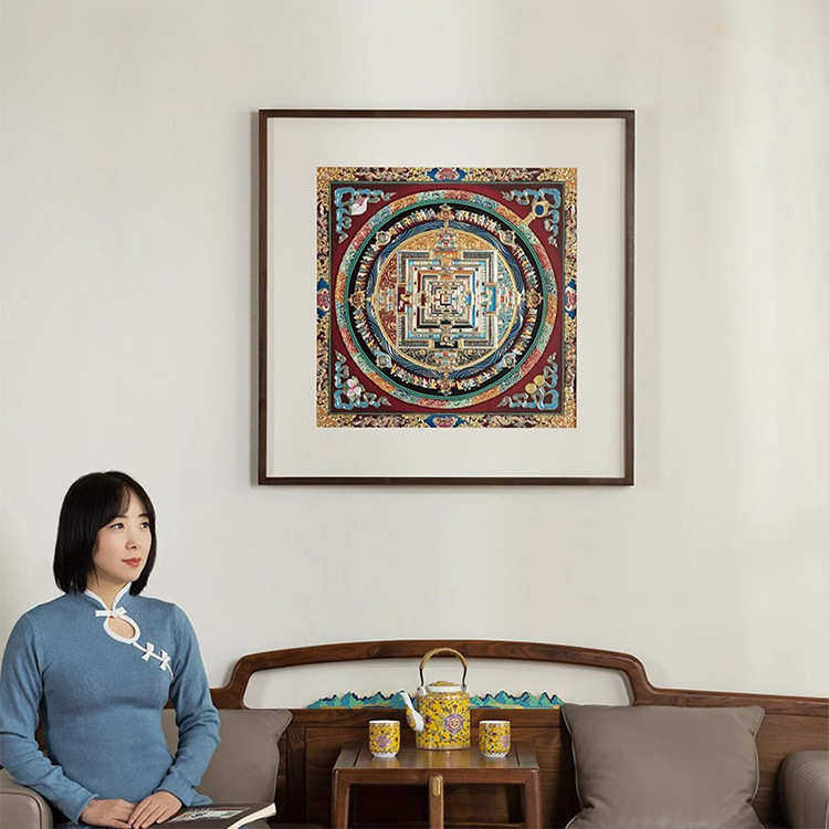 《唐卡时轮金刚坛城》客厅玄关背景装饰画复古大气玄关沙发装饰画,家居饰品,现代装饰画,淘宝优惠券,粉丝福利购,淘宝优惠卷