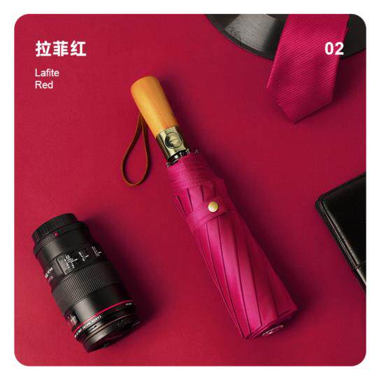高档全自动男女遮阳，晴雨两用，木柄，加伞厚加基固，纯色双层雨
