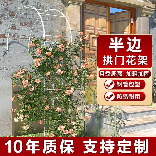 定制半边拱门花架爬藤架月季玫瑰葡萄架户外庭院不锈钢架园艺支架