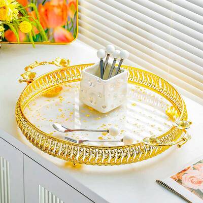 摆精美铁艺金色果盘约创意金属糖果简整理零纳食收盒HXU蛋糕冷餐