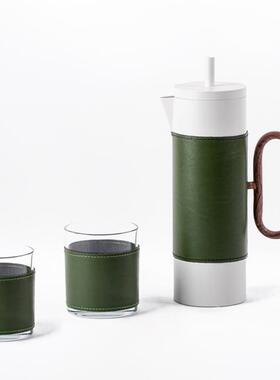 厨轻奢客皮革咖啡绿色托盘软装饰ES-A6319品样板间民壶宿厅餐厅房