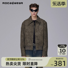 rocawear潮牌做旧翻领棉服外套宽松防风，boxy短款哈灵顿g9夹克男