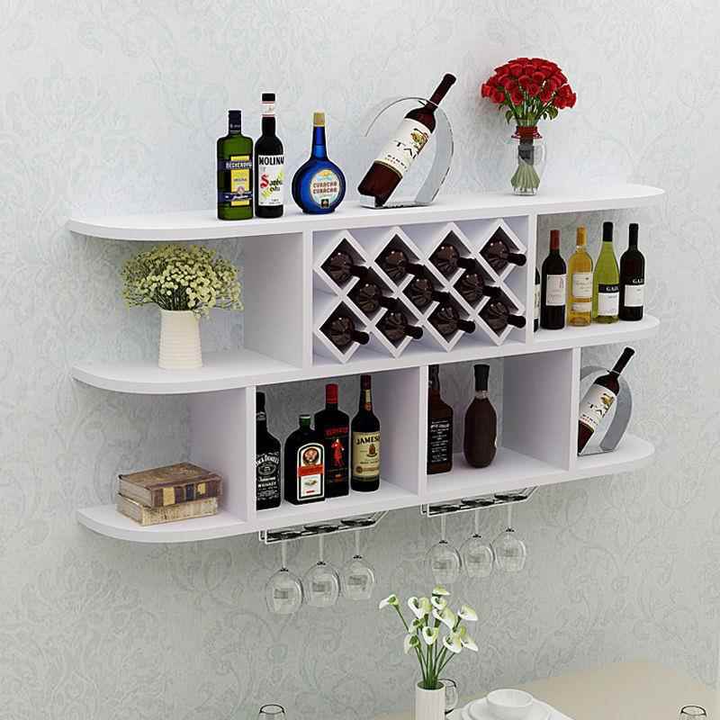 代简约欧式轻奢壁挂酒柜菱AL酒格隔板功现能餐厅餐边柜多装形饰架