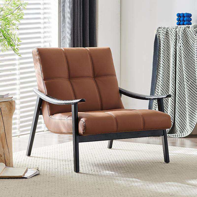 网红白蜡木单人沙发单椅意式极简设计师客厅椅子阳台洽谈休闲椅