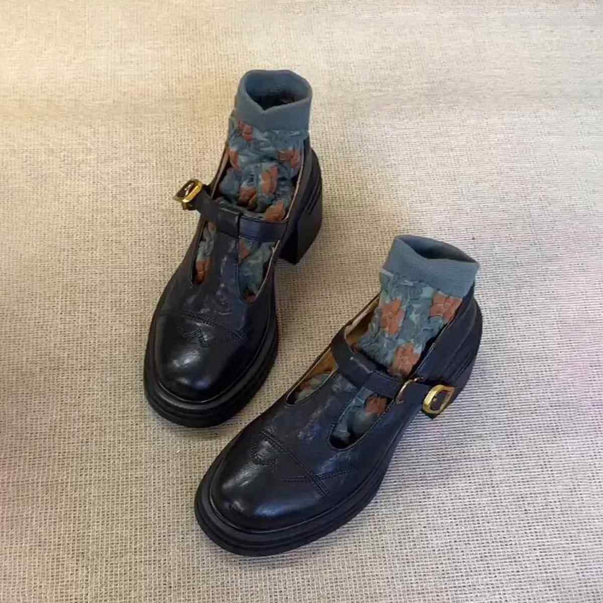 厚底粗跟英伦风复古小皮鞋女乐福鞋圆头单鞋玛丽珍鞋定制,女鞋,浅口单鞋,淘宝优惠券,粉丝福利购,淘宝优惠卷