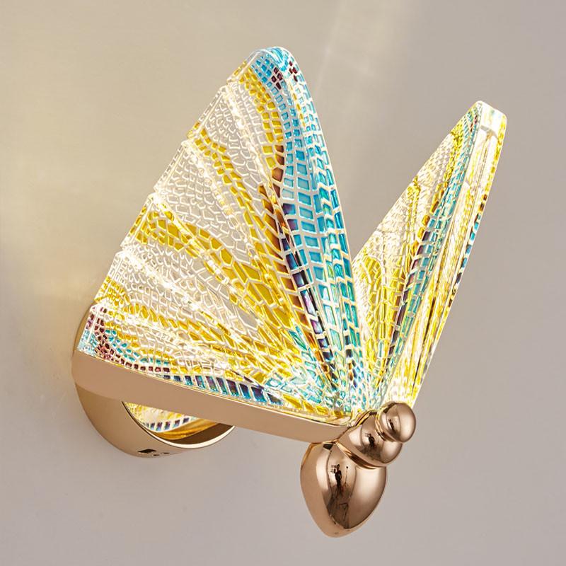 热销现代北欧简约蝴蝶壁灯卧室床头灯客厅背景墙装饰LED壁灯