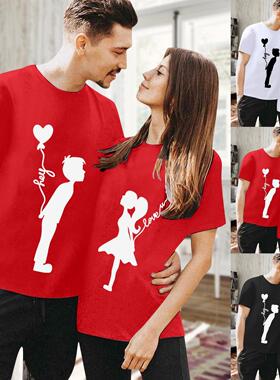 Valentine's Day T-shirt couple short sleeved couple round