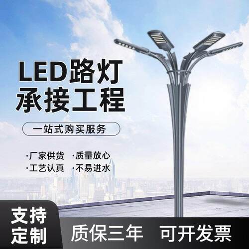 厂家8米LED路灯杆双头双臂道路照明路灯太阳能路灯定制