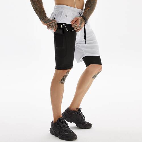 Outdoor sports double-layer shorts men's fitness running