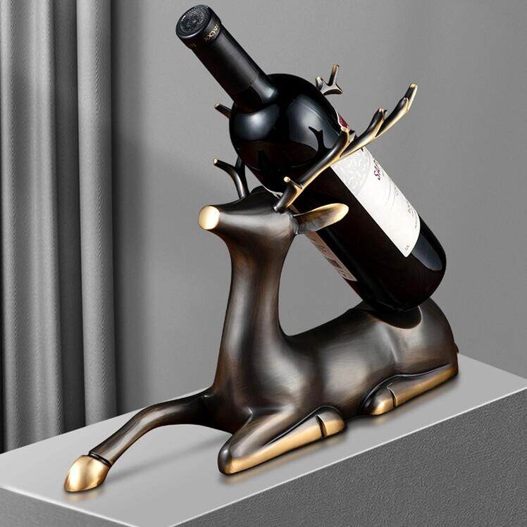 铜鹿红酒架桌面玄关卧室电视柜酒柜客厅装饰家居饰品轻奢高档摆件
