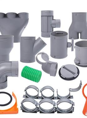 新风系统PE管配件直接90度弯头75 110软PE管分风箱斜三通风阀