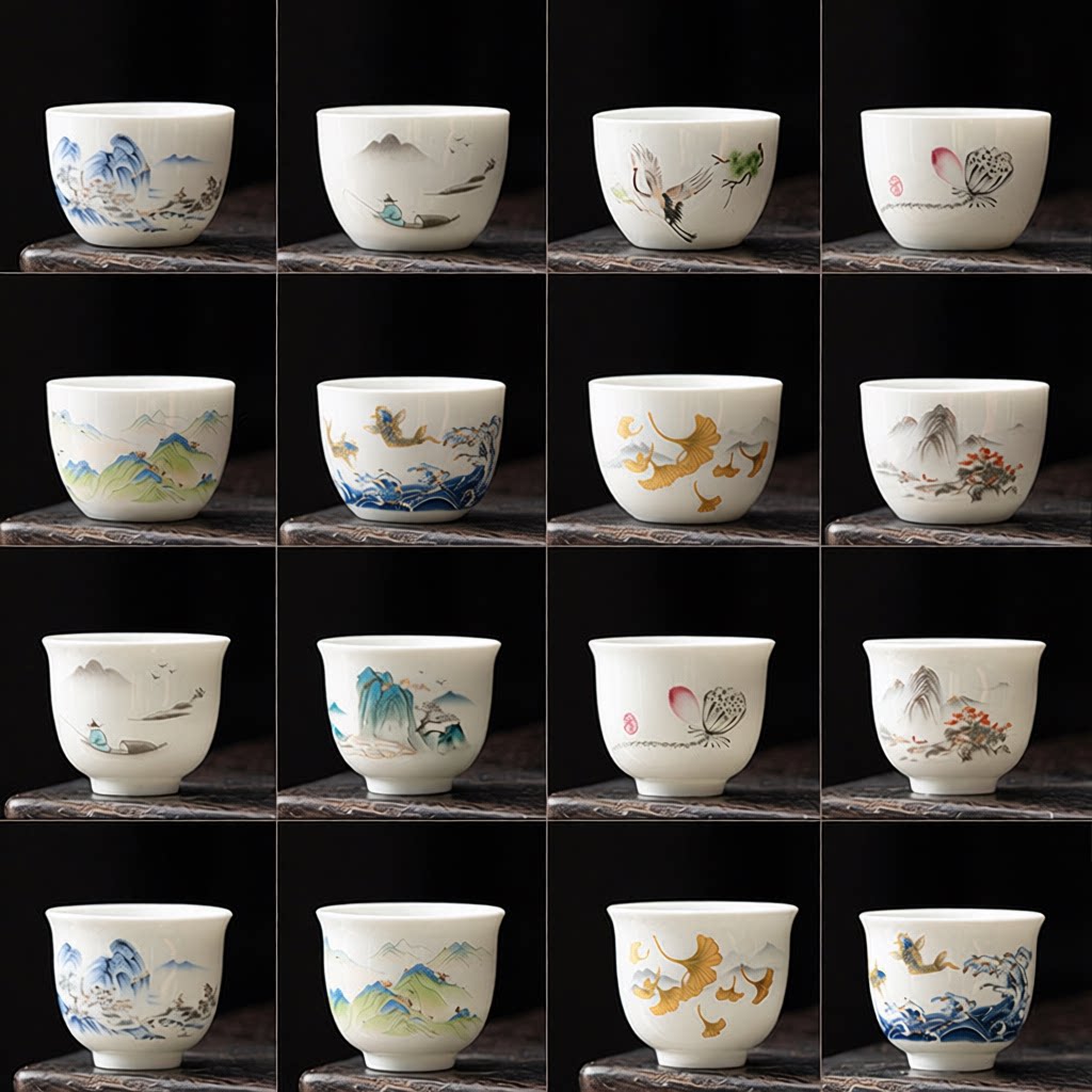 白瓷茶杯中式喝茶小杯子陶瓷品茗