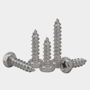 304不锈钢木十字凹穴六攻角自螺丝钉外六角尖623尾牙螺钉M4M5MM68