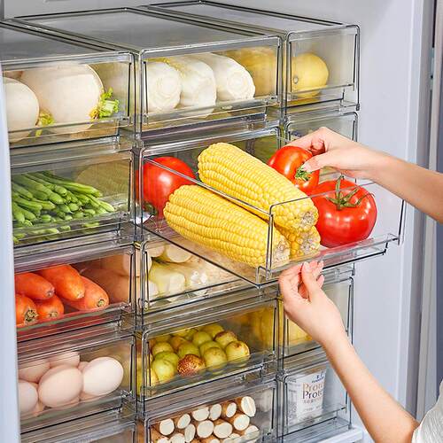 家用冰箱保鲜盒、冷冻抽屉收纳盒、抽屉式厨房置物架、食品整理盒