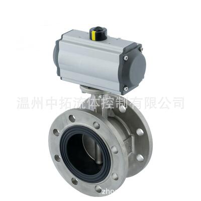 D641X-10P气动法兰软密封蝶阀DN150不锈钢304气动双作用蝶阀DN200