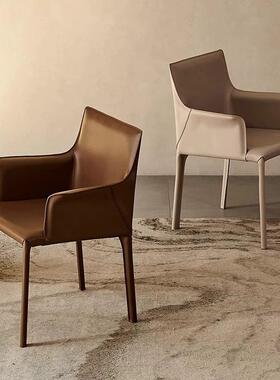 马鞍皮革椅家酒店别墅CY-29会所背带扶手轻奢北欧餐靠子椅极简设